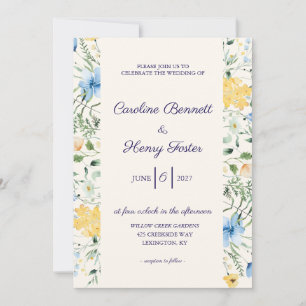 Blue & Yellow Botanical Wedding Invitation