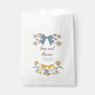 Blue Yellow Bows and Blossoms Boho Wedding Favour Bags