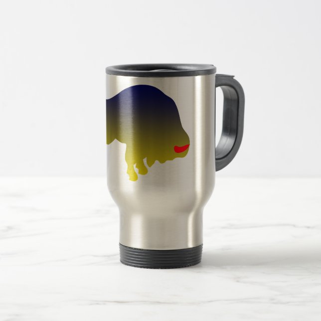 Blue/Yellow  Bull Travel Mug (Front Right)