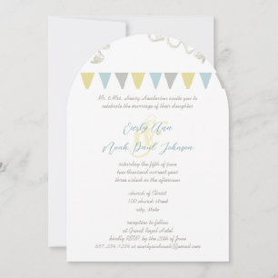Blue & Yellow Bunting Pennant Wedding Invitations