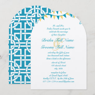 Blue & Yellow Bunting Pennant Wedding Invitations