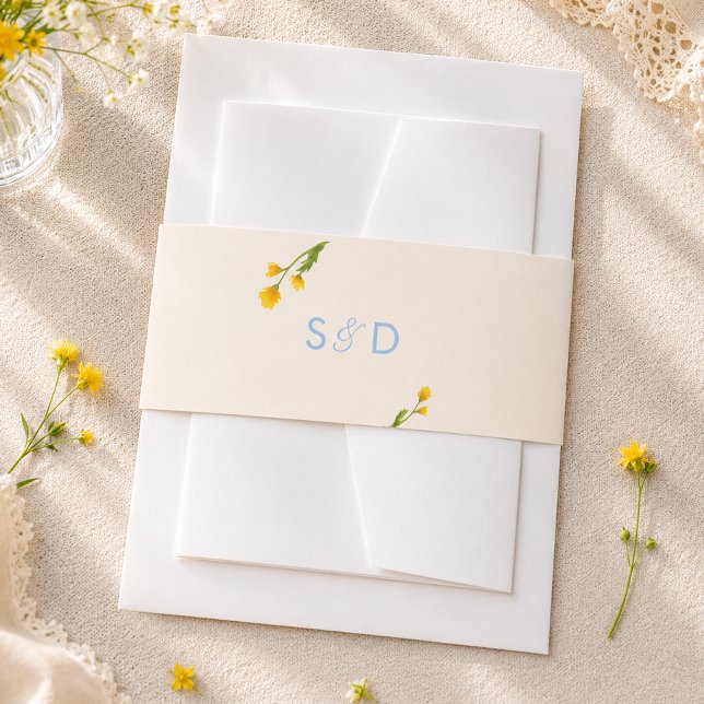 Blue & Yellow buttercup editable wedding Invitation Belly Band (Creator Uploaded)