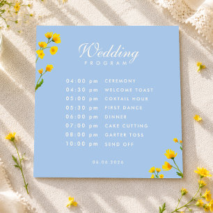 Blue & Yellow buttercup wedding Programme
