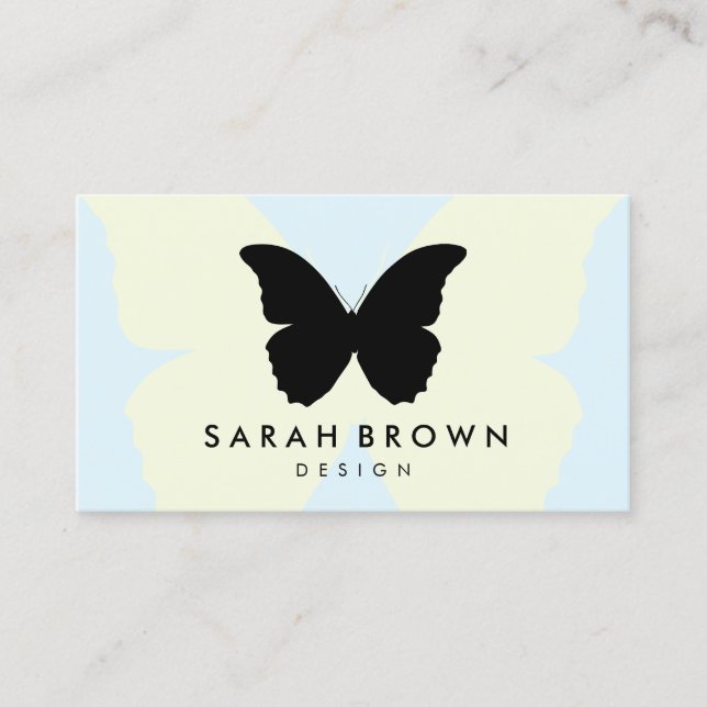 Blue & Yellow Butterfly | Elegant Professional Business Card (Front)