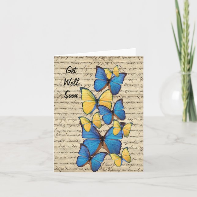 Blue & yellow butterrflies card (Front)