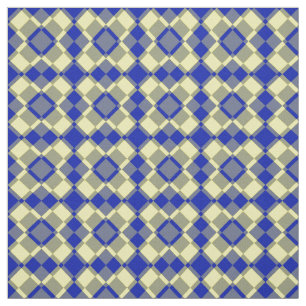 Blue Yellow Checker Argyle Pattern Fabric