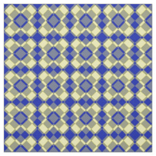 Blue Yellow Chequered Argyle Pattern Fabric