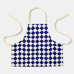 Blue Yellow Chequered Diamond Pattern Apron