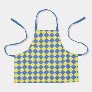 Blue Yellow Chequered Diamond Pattern Apron