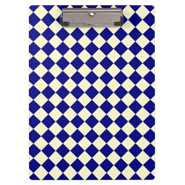 Blue Yellow Chequered Diamond Pattern  Clipboard (Front)