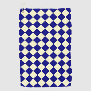 Blue Yellow Chequered Diamond Pattern Golf Towel