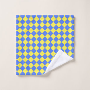 Blue Yellow Chequered Diamond Pattern Wash Cloth