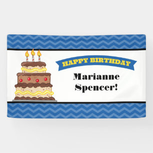 Blue Yellow Chevron Cake Birthday Banner