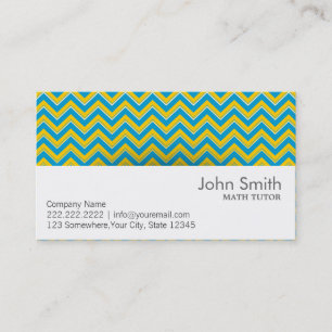 Blue & Yellow Chevron Math Tutor Business Card