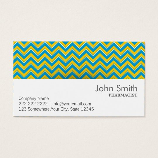 Blue & Yellow Chevron Pharmacist Business Card
