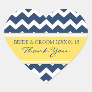 Blue Yellow Chevron Thank You Wedding Favour Tags