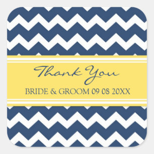 Blue Yellow Chevron Thank You Wedding Favour Tags