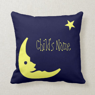 Blue,Yellow Child's personalised name moon pillow