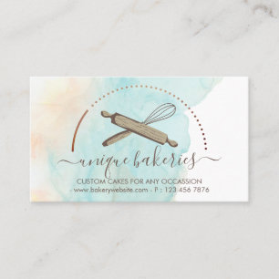 Blue Yellow Circle Baker Cake Maker Business Card