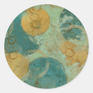Blue & Yellow Circles Classic Round Sticker