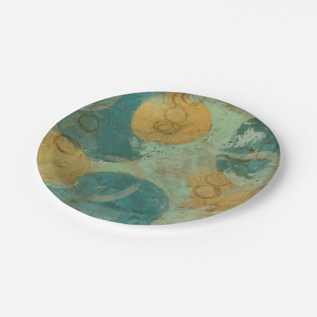 Blue & Yellow Circles Paper Plate (Angled)