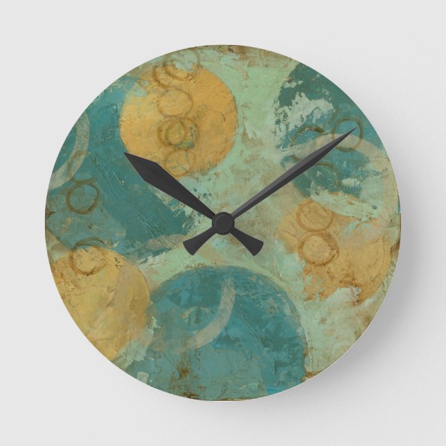 Blue & Yellow Circles Round Clock (Front)