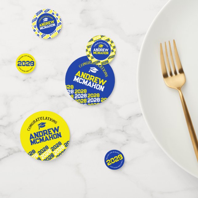 Blue & Yellow Class of ANY YEAR Personalised Party Confetti (Group)
