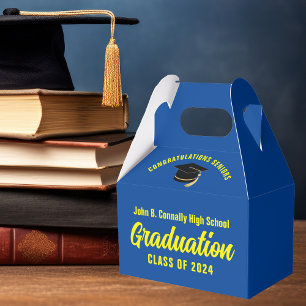 Blue Yellow  Congratulations Graduation Party Favour Box