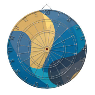 Blue, yellow, cool, trendy urban wavy illustration dartboard