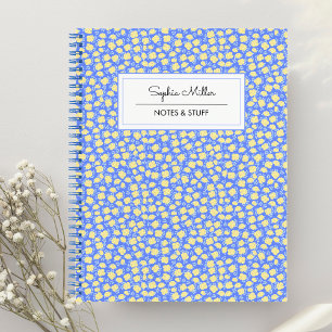 Blue Yellow Coquette Floral Personalised Spiral Notebook