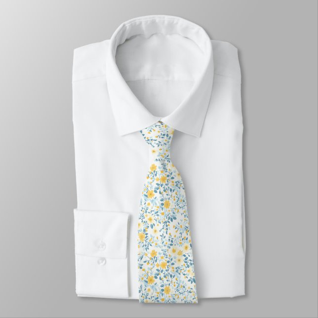 Blue Yellow Cottagecore Tie (Tied)