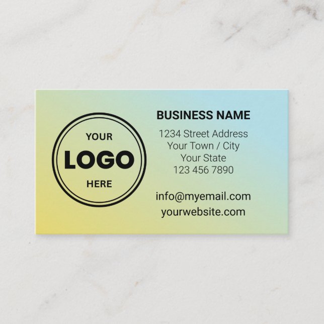 Blue Yellow Custom Logo QR Code Business Card (Front)