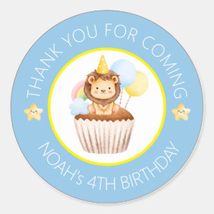 Blue Yellow Cute Watercolor Kids Birthday Sticker