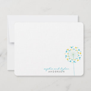 Blue Yellow Dandelions Love Wedding Thank You Card