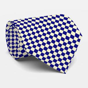Blue Yellow Diamond Chequered Pattern Tie