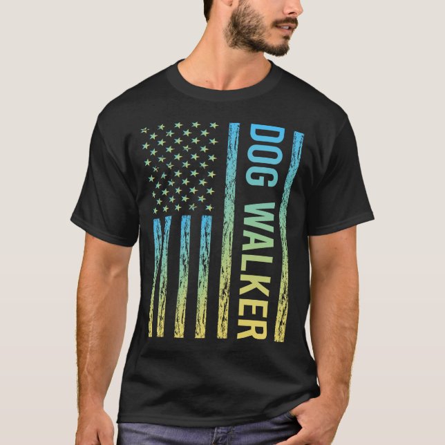 Blue Yellow Dog Walker T-Shirt (Front)