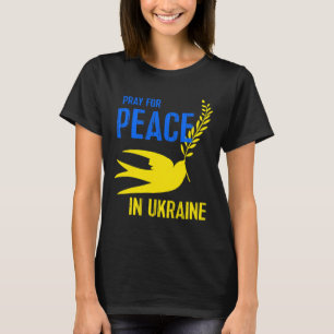Blue Yellow Dove Pray For Peace Ukraine Ukrainian  T-Shirt