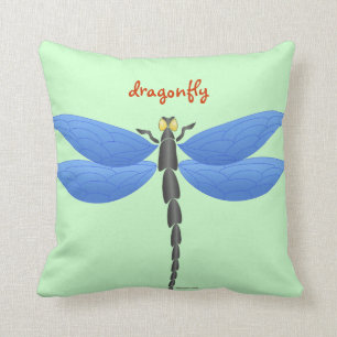 Blue, yellow dragonflies, personalised cushion