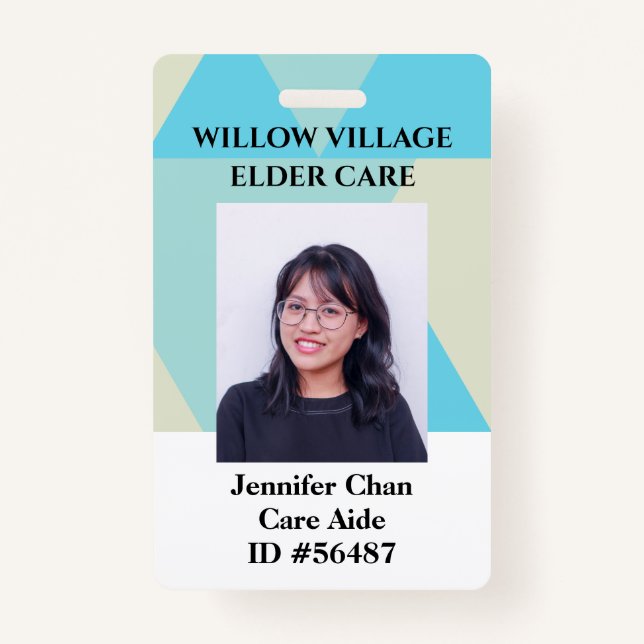 Blue Yellow Employee Staff Photo ID With Name ID Badge (Front)