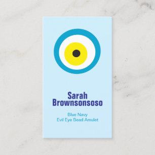 Blue Yellow Evil Eye Bead Amulet Business Card