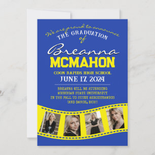 Blue & Yellow Filmstrip Graduation Announcement