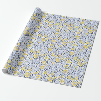 Blue Yellow Floral Bloom - Wildflowers - Daisies Wrapping Paper