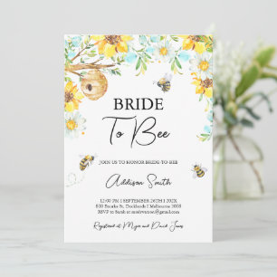 Blue Yellow Floral Bride To Bee Bridal Shower Invitation