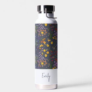 Blue yellow floral cute personalised elegant wire water bottle