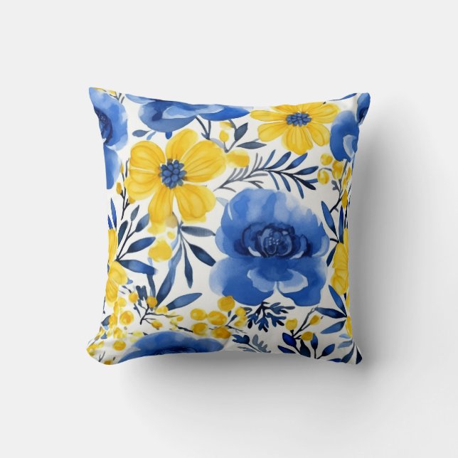 Blue & Yellow Floral Dream Pillow (Front)