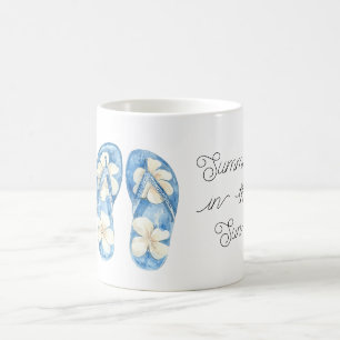 Blue Yellow Floral Flip Flops Summer Sun Coffee Mug