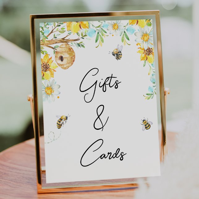 Blue Yellow Floral Mommy To Bee Baby Shower Sign (Boys Mommy-To-Bee Bee Themed Baby Shower Sign Floral Bumble Bee baby Shower Tabletop Sign, Bumble )