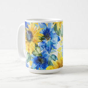 Blue Yellow Flowers Bridal Shower Coffee Mug