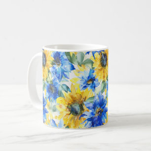 Blue Yellow Flowers Coffee Mug