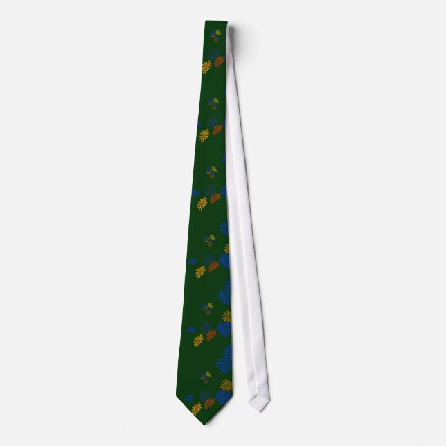 blue yellow flowers, green tie (Front)